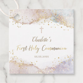 Etiquetas Para Recuerdos purpurina de salpicaduras de acuarela Primera Comu