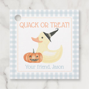 Etiquetas Para Recuerdos Quack o Trek Duck Cute Blue Boy Halloween niños