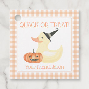 Etiquetas Para Recuerdos Quack o Trek Pato Naranja de Halloween niños
