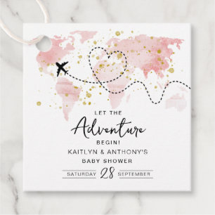 Etiquetas Para Recuerdos "¡Que comience la aventura!" Baby Shower de mapa d