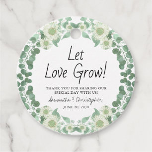 Etiquetas Para Recuerdos Que el amor crezca Eucalyptus Foliage Gracias Boda