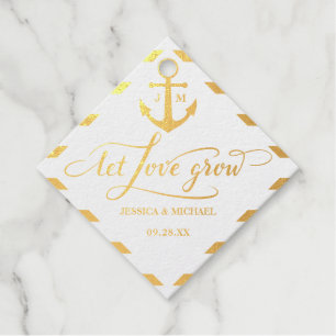 Etiquetas Para Recuerdos Que el amor crezca las franjas de oro ancla Boda n