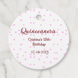 Etiquetas Para Recuerdos Quinceanera anos 15 años añadir puntos rosados