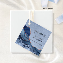 Etiquetas Para Recuerdos Quinceañera Azul con Agate y Papel Aluminio Azul