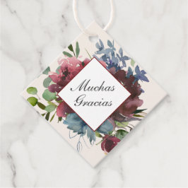 Etiquetas Para Recuerdos Quinceanera azul y borgoña gracias