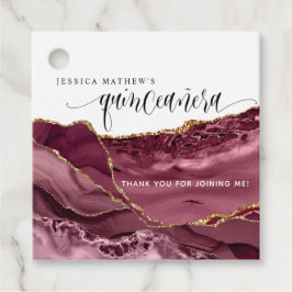 Etiquetas Para Recuerdos Quinceañera, elegante rojo borgoña y el Agate de B