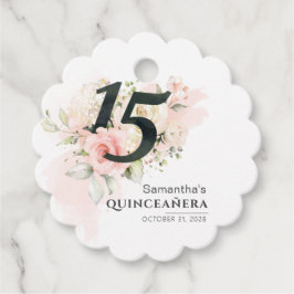 Etiquetas Para Recuerdos Quinceanera Eucalyptus Floral Rosa 15º cumpleaños