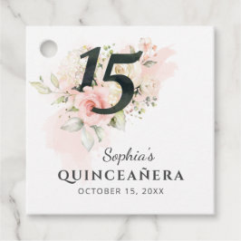 Etiquetas Para Recuerdos Quinceanera floral rosa Rústica 15 cumpleaños