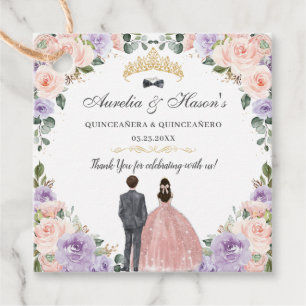 Etiquetas Para Recuerdos Quinceañera Lilac Rubor Floral Twins Boy Chica