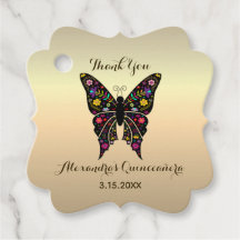 Quinceañera Mariposa Dorada Gracias