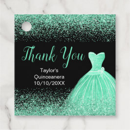 Etiquetas Para Recuerdos Quinceanera Mint Green Dress Faux Purpurina