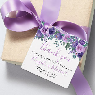 Etiquetas Para Recuerdos Quinceañera Morada Gracias
