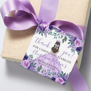 Etiquetas Para Recuerdos Quinceanera Purple Elegante Gracias