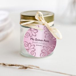 Etiquetas Para Recuerdos Quinceanera Purpurina Metálico Rosa 15 cumpleaños