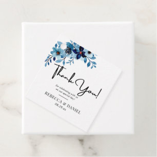 Etiquetas Para Recuerdos Ramo De Flores De Acuarela Azul Polvoriento Elegan