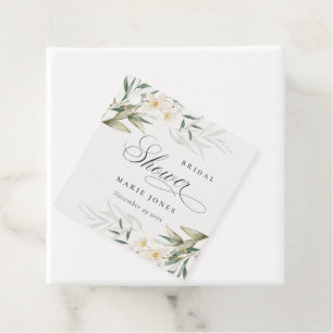 Etiquetas Para Recuerdos Ramo floral de vegetación blanco rústico para duch