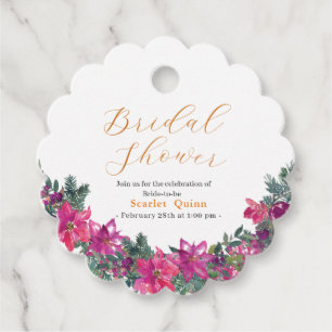 Etiquetas Para Recuerdos Ramo floral nupcial de acuarela rosa polvoriento e