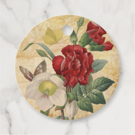 Etiquetas Para Recuerdos Ramo Floral Vintage Rojo y Blanco
