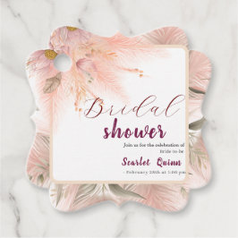 Etiquetas Para Recuerdos Ramo nupcial moderno de hierba de pampas rosa sonr