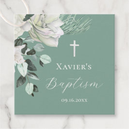 Etiquetas Para Recuerdos ramo verde blanco Bautismo