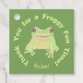 Etiquetas Para Recuerdos Rana de árbol verde lindo - cumpleaños de los niño