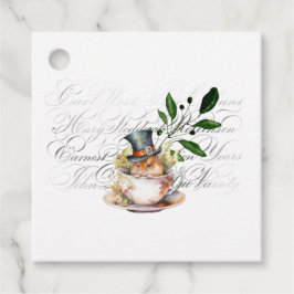 Etiquetas Para Recuerdos Ratón victoriano en taza de té