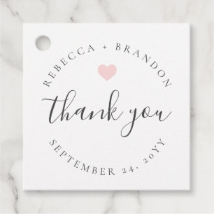 Etiquetas Para Recuerdos Rebecca Pink Heart Calligraphy Gracias Boda