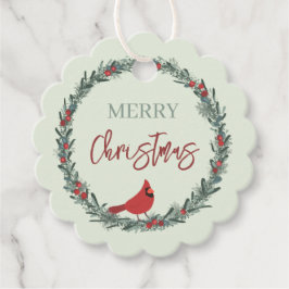 Etiquetas Para Recuerdos Red Berries Wreath and Red Cardinal Christmas