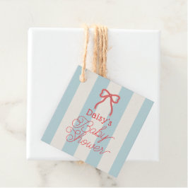 Etiquetas Para Recuerdos Red Bow & Blue Stripes Baby Shower