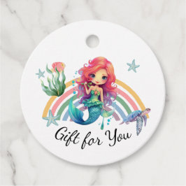 Etiquetas Para Recuerdos Red Mermaid Gift Tags in White