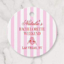 Etiquetas Para Recuerdos Red Pink Stripes Bachelorette Weekend Party