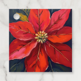Etiquetas Para Recuerdos Red Poinsettia Christmas Flower Painted