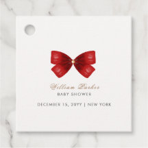 Red Simple Watercolor Bow Baby Shower