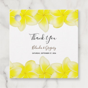 Etiquetas Para Recuerdos Regalo Boda del Plumeria Frangipani amarillo