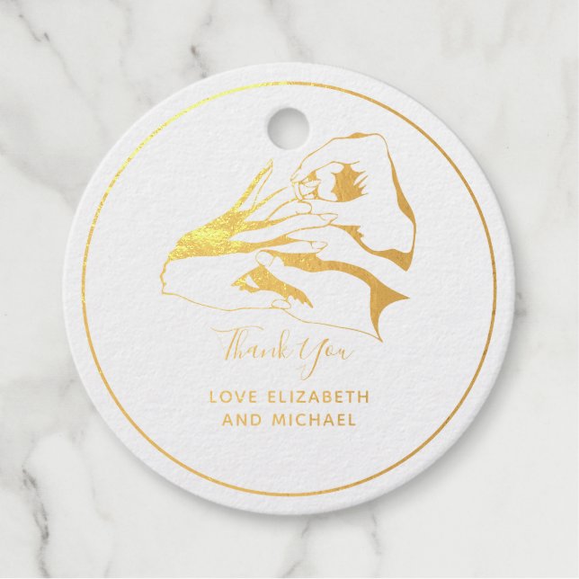 Etiquetas Para Recuerdos Regalo de agradecimiento de boda con hoja de FOIL  (Anverso)