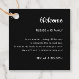 Etiquetas Para Recuerdos Regalo de bienvenida negro para Boda minimalista