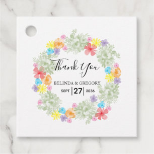 Etiquetas Para Recuerdos Regalo de Boda de guirnaldas florales rusticas