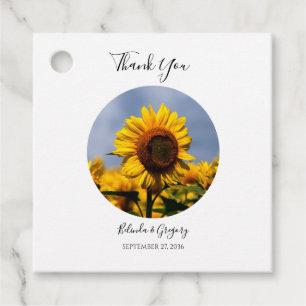 Etiquetas Para Recuerdos Regalo de Boda Rústico del cielo azul girasol
