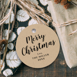 Etiquetas Para Recuerdos Regalo de Kraft navideño