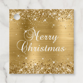 Etiquetas Para Recuerdos Regalo de Navidad alegre con papel de aluminio dor