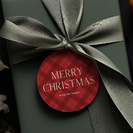 Etiquetas Para Recuerdos Regalo de Navidad alegre de cuadros rojos