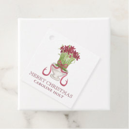 Etiquetas Para Recuerdos Regalo de Navidad Amaryllis Burdeos Acuarela