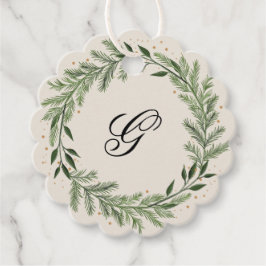 Etiquetas Para Recuerdos Regalo de Navidades de guirnaldas de monograma de 