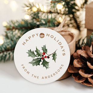 Etiquetas Para Recuerdos Regalo de nombre de familia de muérdago de Navidad
