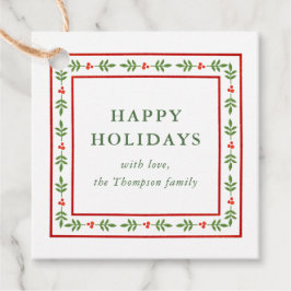 Etiquetas Para Recuerdos Regalo navideño inspirado por el folk rojo y verde