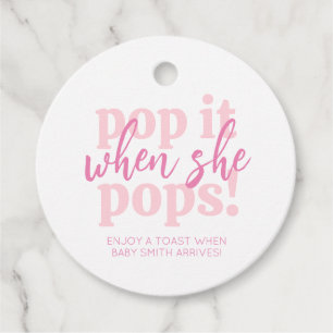 Etiquetas Para Recuerdos Regalo para Baby Shower Pink Pop It When She Pops