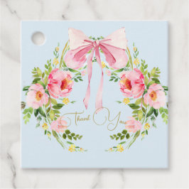 Etiquetas Para Recuerdos Regencia de Escudo floral de Baby Shower Bow azul 