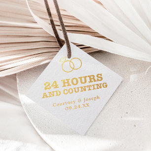 Etiquetas Para Recuerdos Relieve metalizado dorado 24 horas y recuento de B