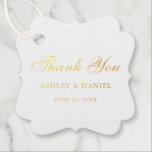 Etiquetas Para Recuerdos Relieve metalizado dorado Elegante Boda Gracias<br><div class="desc">Elegante Relieve metalizado dorado Script Boda Gracias Etiquetas Favor</div>