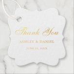 Etiquetas Para Recuerdos Relieve metalizado dorado Elegante Boda Gracias<br><div class="desc">Elegante Relieve metalizado dorado Script Boda Gracias Etiquetas Favor</div>
